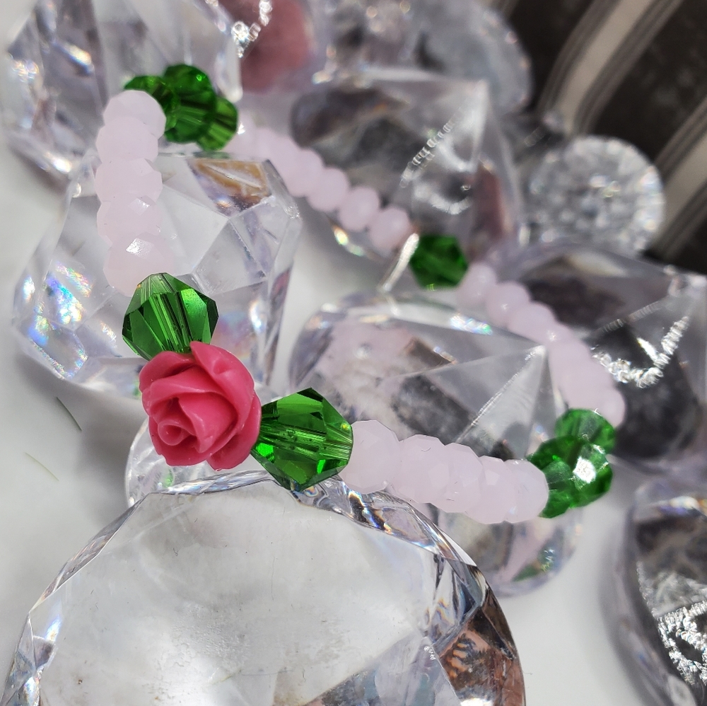 Pink rose bracelet